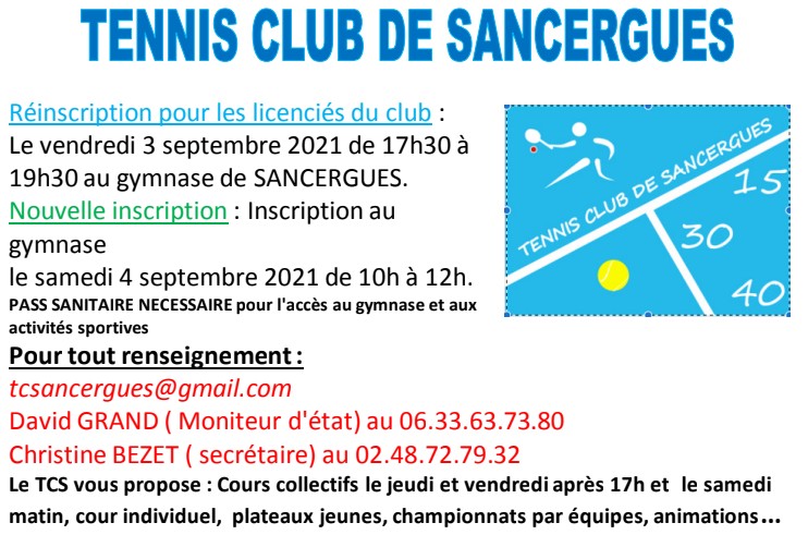 actu tennis club sancergues