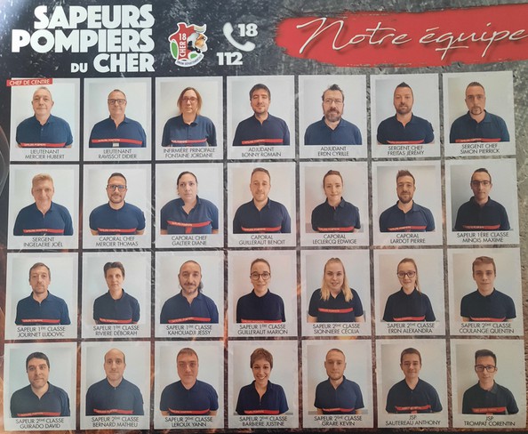 équipe calendrier des pompiers Sancergues 2022