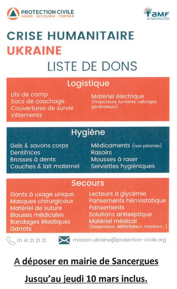 Logistique dons ukraine mars 2022