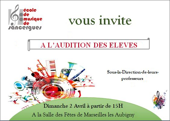 audition des élèves école de musique Sancergues avril 2023