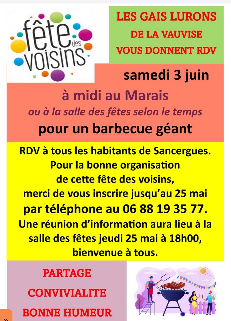 barbecue 3 juin 2023 fête des voisins