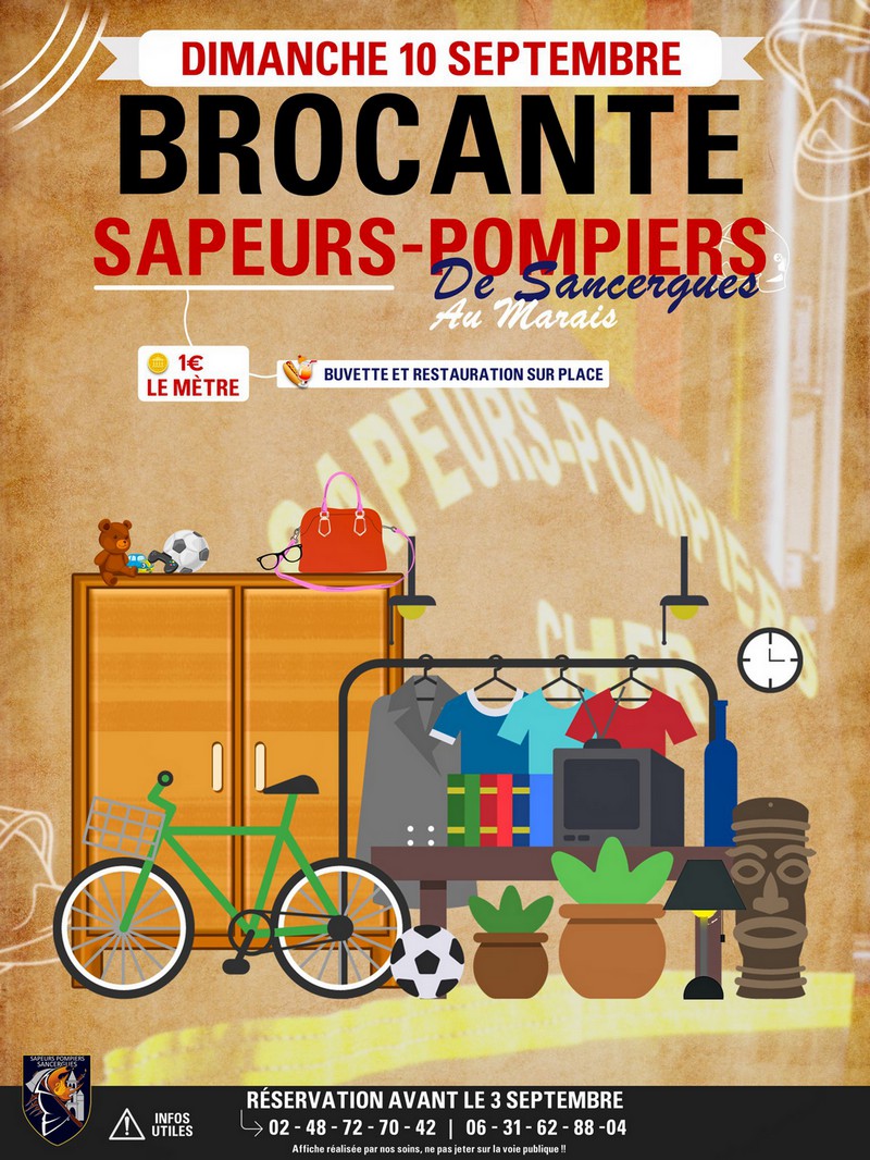 Brocante Sapeurs pompiers Sancergues septembre 2023