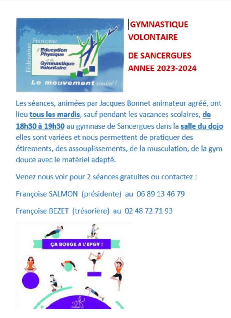gymnastique volontaire sancergues 2023-2024
