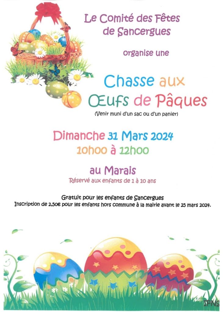 chasse aux oeufs pâques 2024