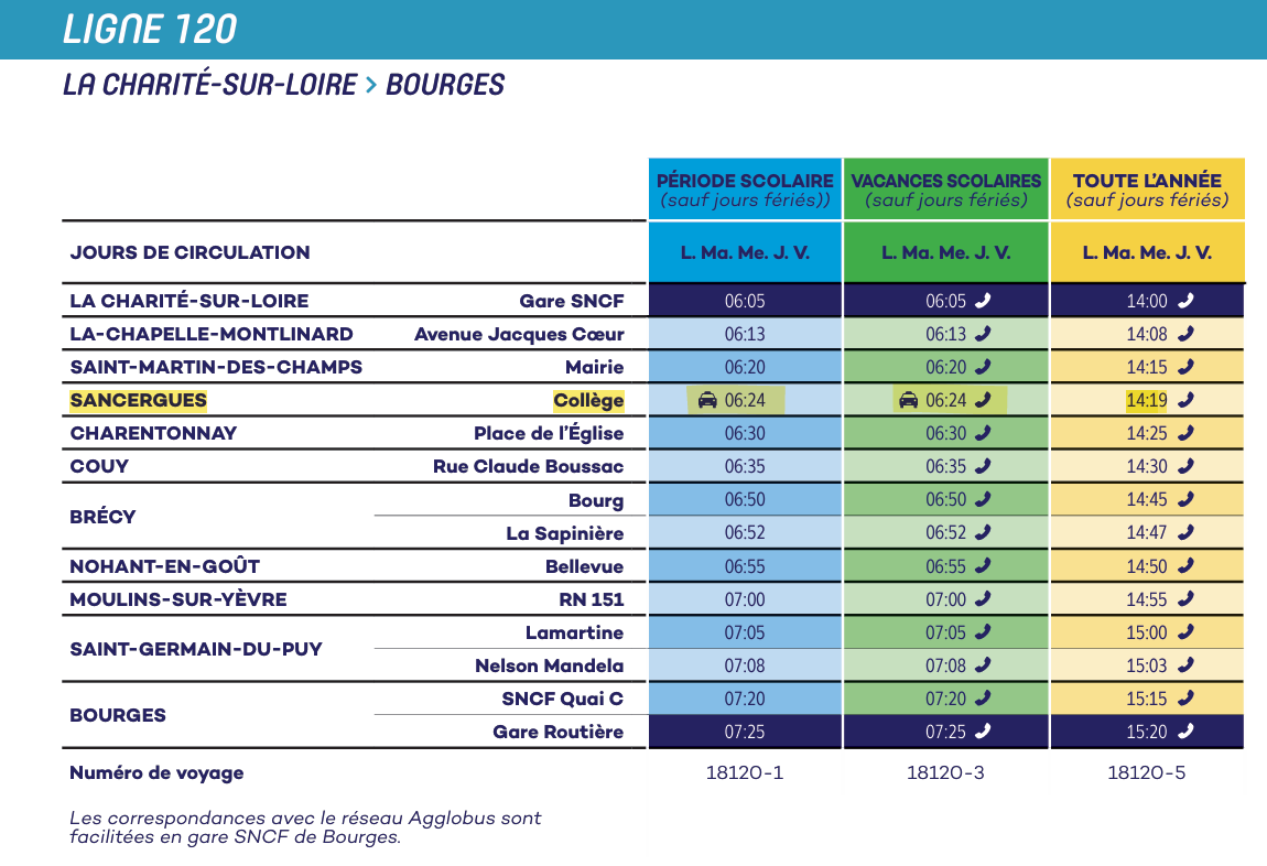 horaire cars
