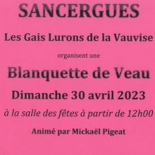 Blanquette de veau le dimanche 30 avril 2023