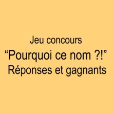 Jeu concours Pourquoi ce nom ?! Réponses et gagnants